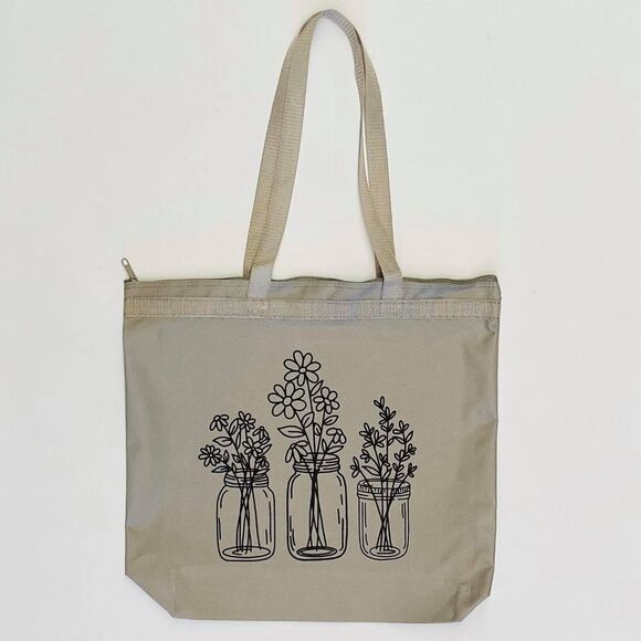 Liberty Handbags - Gray Tote Bag with Canning Jars